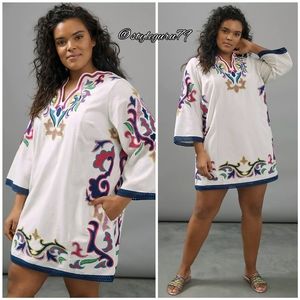 Anthropologie, Olympia Embroidered Tunic Dress